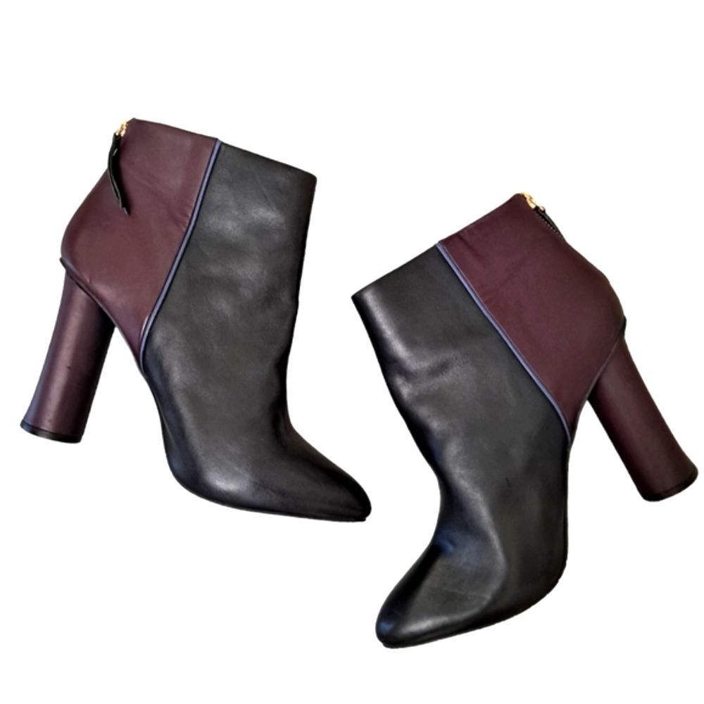 Cabi Bisset two Tone genuine leather women's high heeled ankle booties shoes